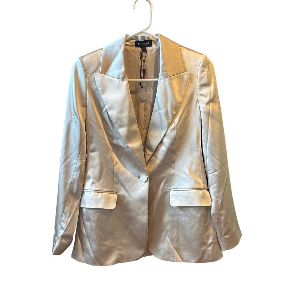 NEW Express Champagne Satin One Button Holiday Blazer Size XS